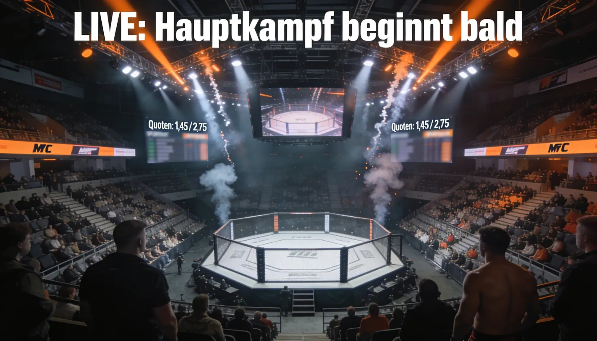 UFC-Event in einer Arena mit Oktagon und Zuschauern